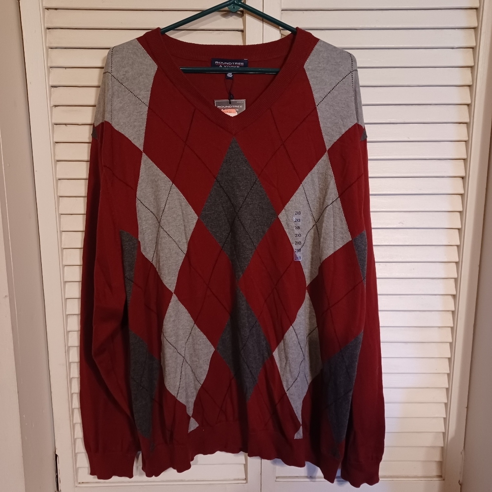Roundtree & Yorke argyle sweater sz 2XB NWT